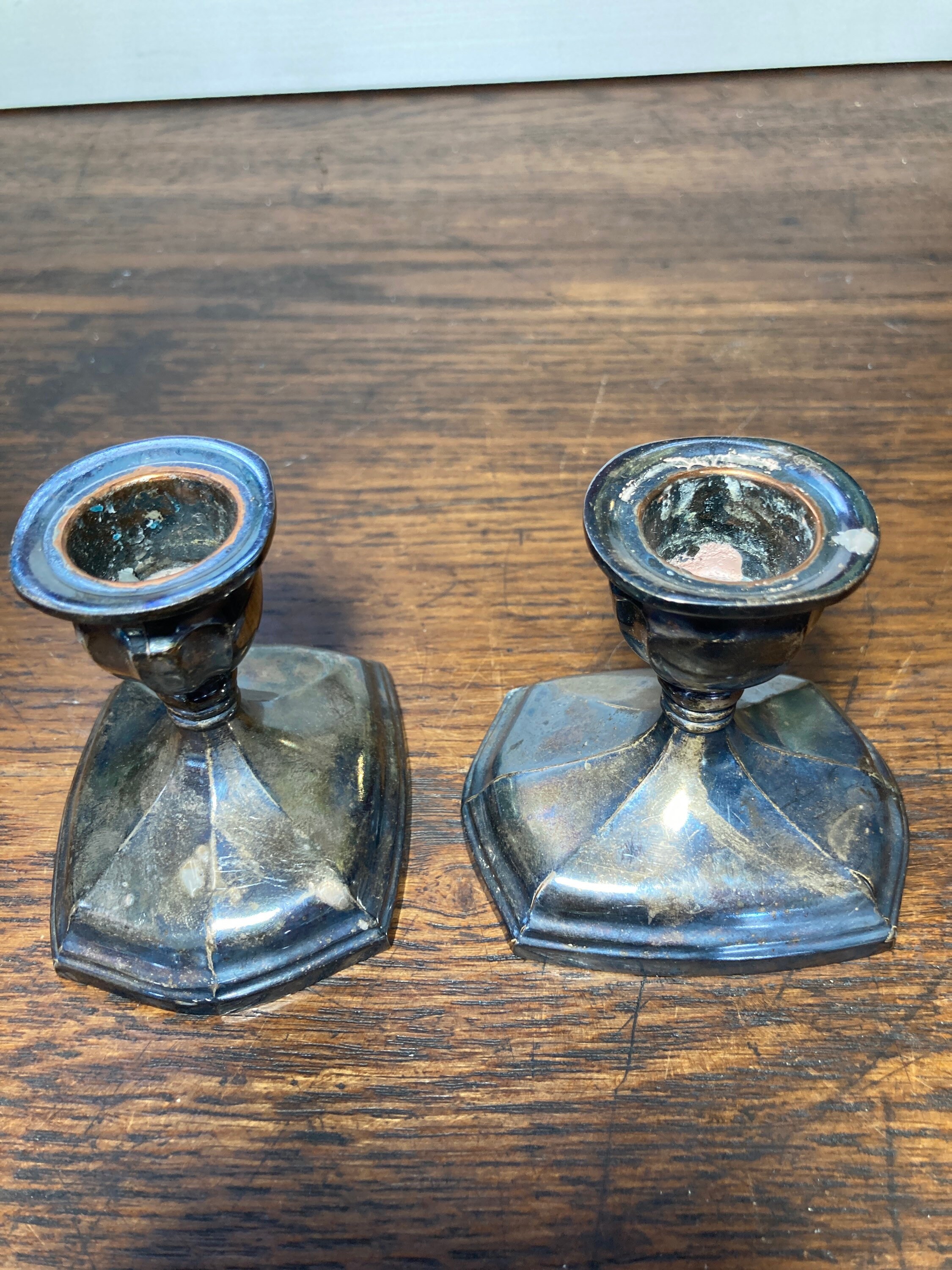 Candlesticks Candle Holders EP Zinc Small Pair Wedding Etsy