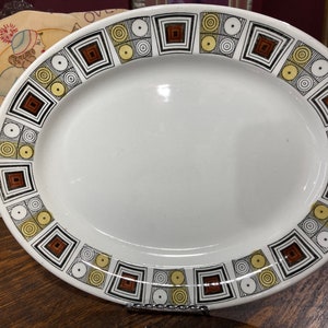 Broadhurst,  Kathie Winkle,  Rushstone, MCM, Ironstone, Platter, Scandinavian, 1970s, Decor, Handpainted, Vintage