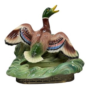 Tv Lamp, Duck Mallard  Glaze, Table Lamp Planter, MCM, Vintage, Mid Century Modern, Cottage Cabin Decor Hunter Gift Bird Lamp Accent