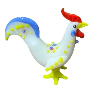 Glass Bird, Rooster, Murano Style,  Blown Glass, Bird Glass,  Sculpture, Glass Bird, Art Glass,  Vintage, MCM, Mini