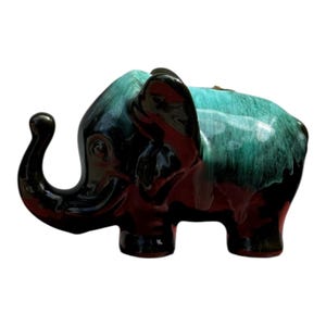 Mini Elephant BMP, Blue Mountain Pottery, Canada, Collectible, Pottery, MCM, Vintage, Canadian Animal Figurine Ceramic Glaze