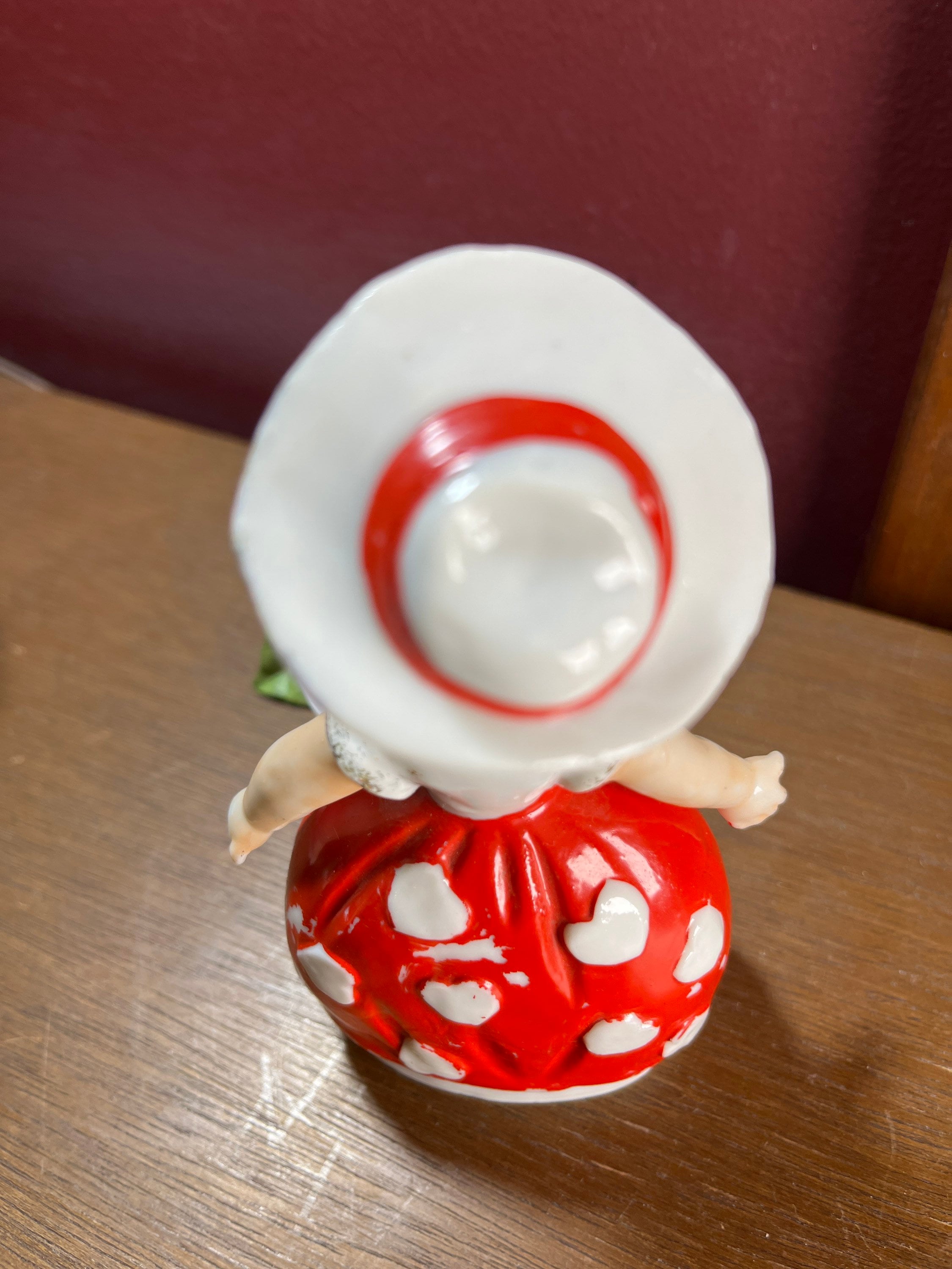 Vintage Porcelain Girl Figurine: Heart Dress, Japan Valentine