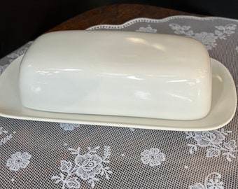 Covered Butter Dish Mikasa Japan Vintage Fine China Accent White Sophisticate Pattern