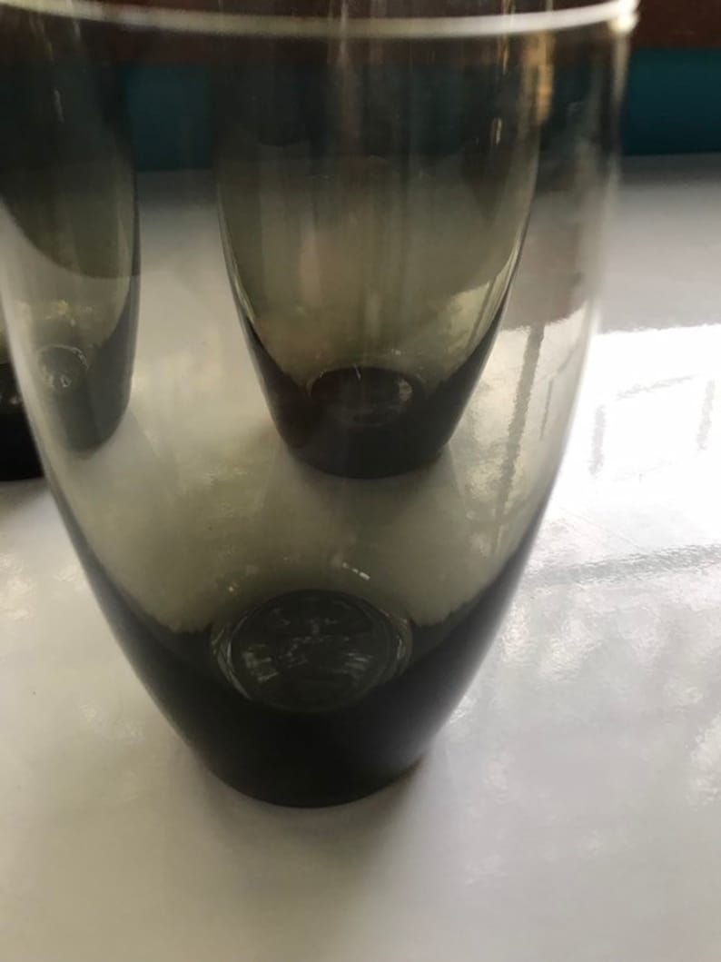 Vintage smoked green juice water glasses set of 3