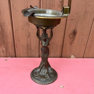 Ashtray, Stand, Ash tray, Roman, woman, Figurine, Cast, Vintage, Figure, Matchbox holder