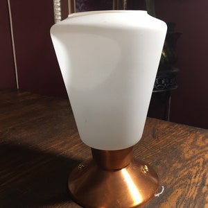 Kupfer Basis, Milchglas, Art Deco, Deckenleuchte, Leuchte, Unterputz, Vintage, MCM, Mid Century, Flur, Badezimmer,