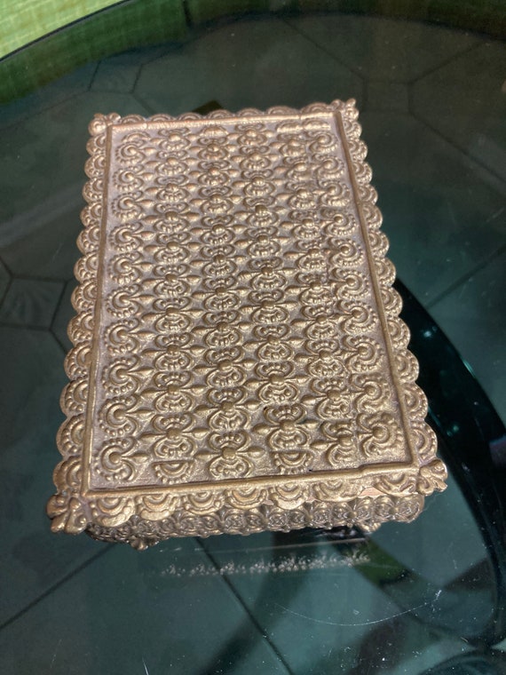 Vintage Solid Brass Trinket Box: Hollywood Regenc… - image 2