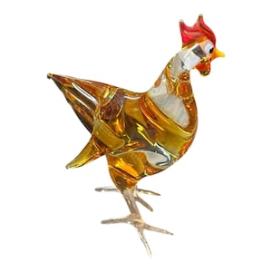 Glass Bird, Rooster, Murano Style,  Blown Glass, Bird Glass,  Sculpture, Glass Bird, Art Glass,  Vintage, MCM, Mini