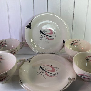 FLAIR Tea cup Teacup Plate 7 Pieces MCM Art Deco Designer A Louis Gordon Production Made in England