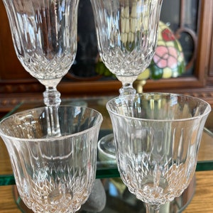 Stemware Glass Longchamp Design Crystal Glasses x 4 Movitex or Cristal d’Arques, Made in France, 24% Lead Crystal Wine or Water