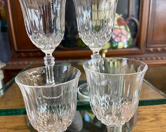 Stemware Glass Longchamp Design Crystal Glasses x 4 Movitex or Cristal d’Arques, Made in France, 24% Lead Crystal Wine or Water