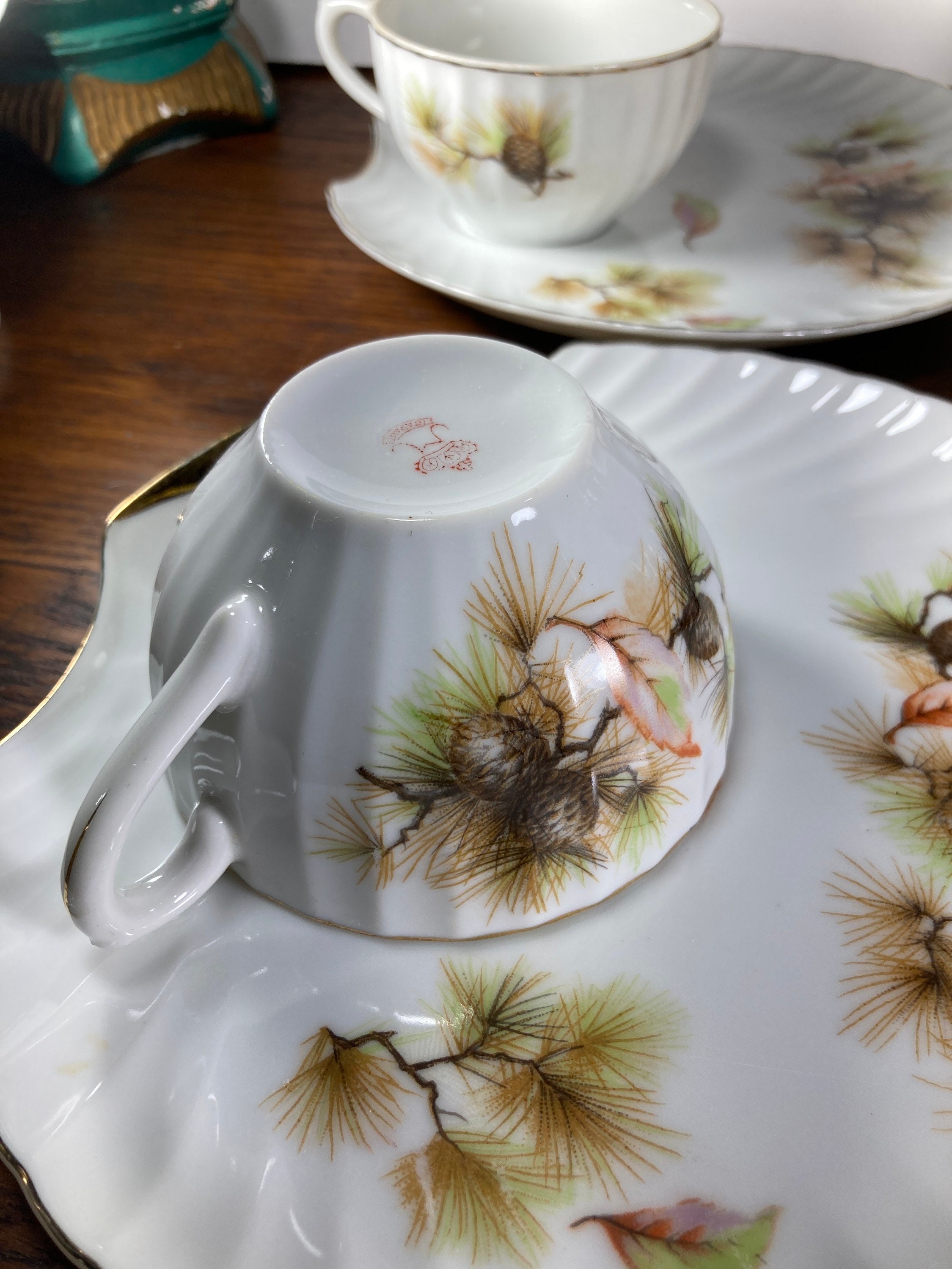 Tea Set Teacup Tea Cup Snack Plate Vintage Japan Pine Etsy