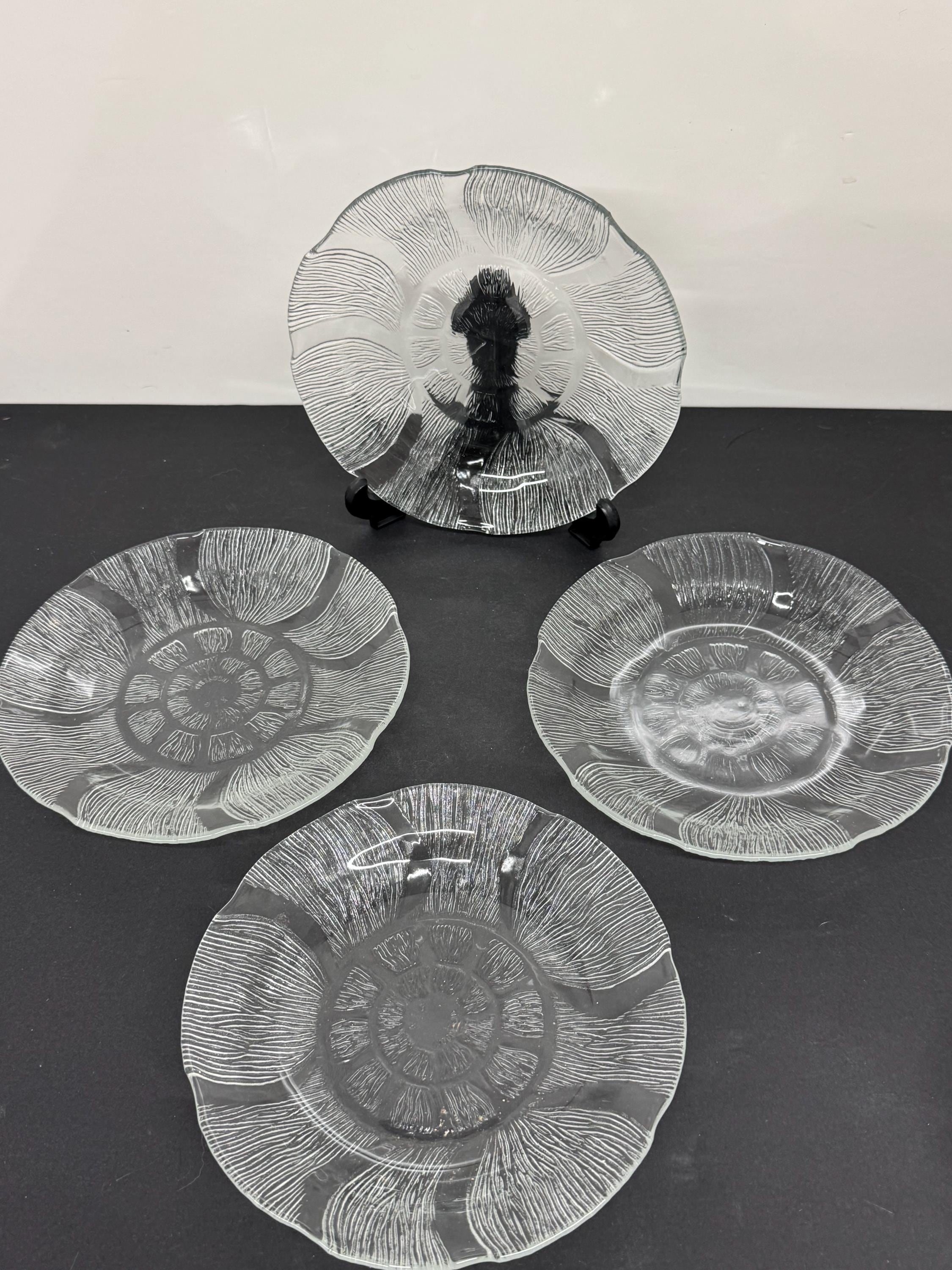 Assiettes Vintage Kig Indonesia En Verre à Pois Vert - Années 70, Set Rare