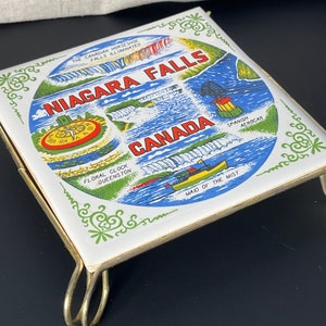 Sottopentola Niagara Falls, piastrelle in ceramica, piatto souvenir, cimeli da collezione di siti storici, oggetti da collezione vintage in Giappone