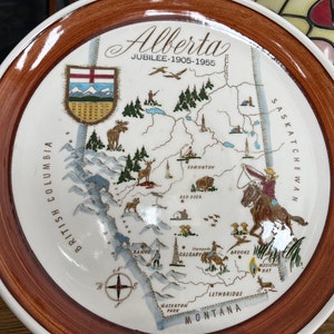 Alberta Souvenir Plate, Souvenir Wall Plate, Alberta Jubilee Commemorative Sleepy Indian Backstamp