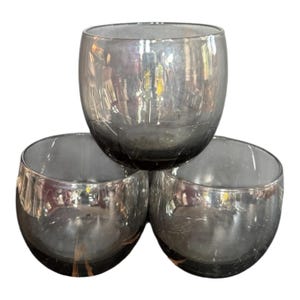 Vintage Roly Poly Wine Glasses: Smoky Gold MCM Bar Cart Set of 3