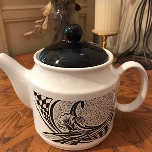 MCM Sadler Teapot Black and White Vintage