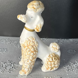 Poodle Japan 1950s Vintage Dog  Figurine Statue Sparkles  Hand Painted Bisque Enesco