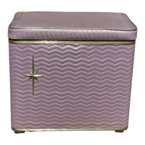 Vintage Lavendel Vinyl Wäschekorb: Mid Century Modern Starburst Wäscheaufbewahrung