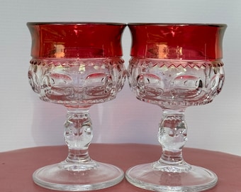 King's Crown-Rubine Flashed TIFFIN-FRANCISCAN Stemware Gläser Gläser Cordial Vintage 2er Set