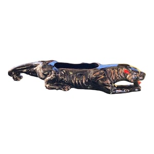 Ceramic Black Panther, Planter, Mid Century,  Black Panther, Statue, Sleek, 1950’s, Decor, MCM, Figurine, Vintage, Japan