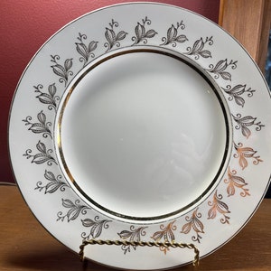 Alfred Meakin dinerbord Glo-White gouden bladeren patroon goud verguld Engeland vintage 22 kt goud