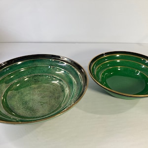 Carlton Ware, Vert Royale, set van 2, antiek, kom, kommen, Engeland, vintage, art deco, gouden rand, zwart en groen