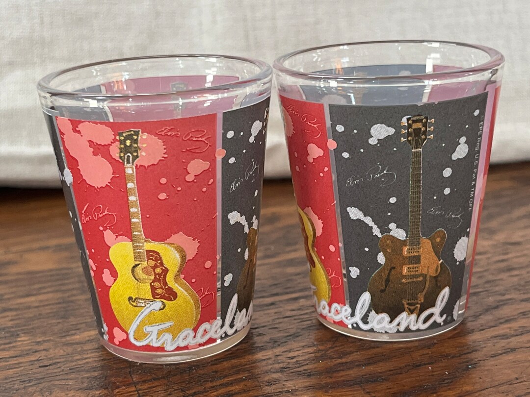 Graceland Shot Glasses Glass Barware Shooter Novelty Kitschy Etsy