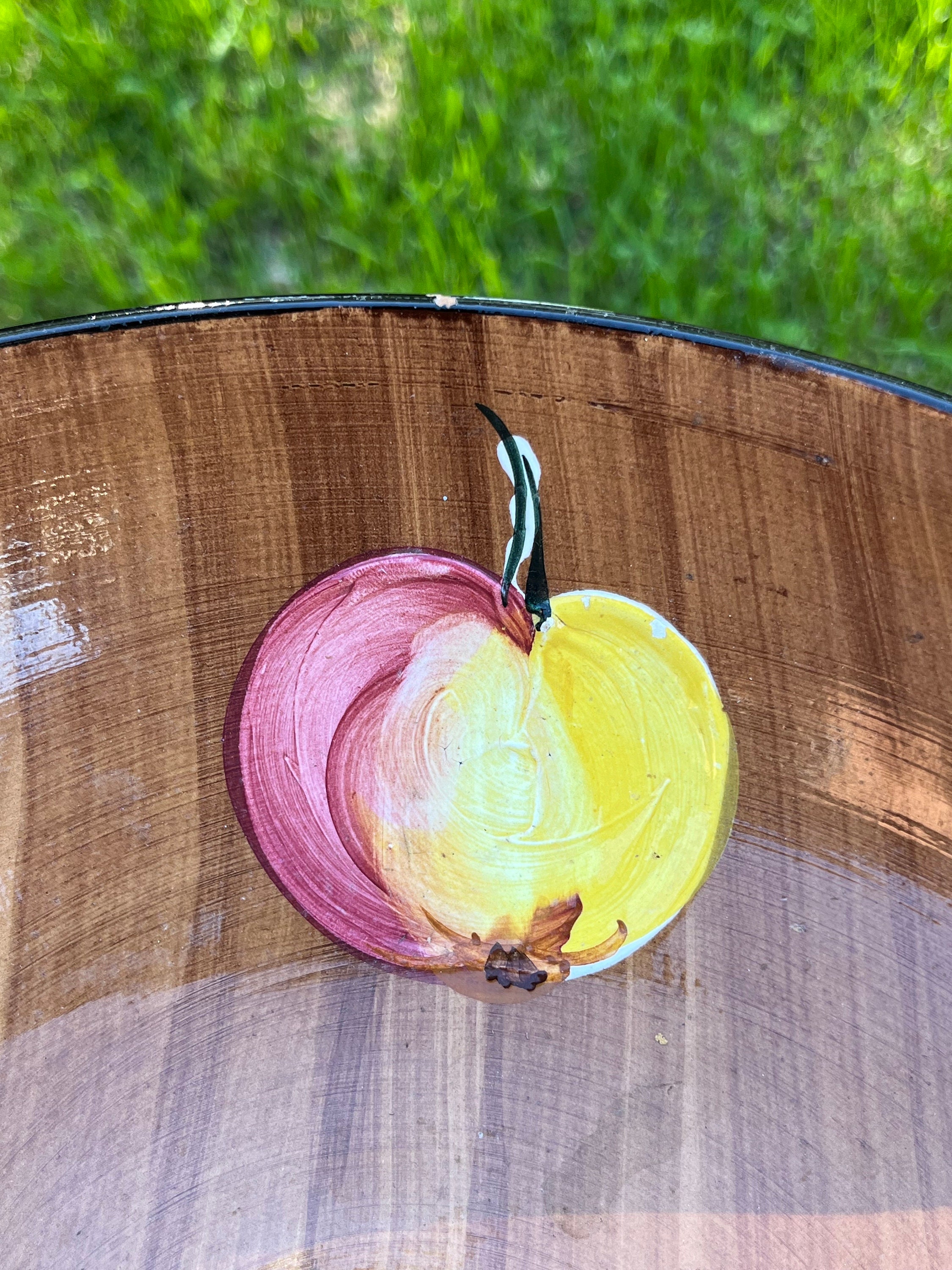 Vintage Italian Ceramic Fruit Bowl: Hand-painted Salad Serving