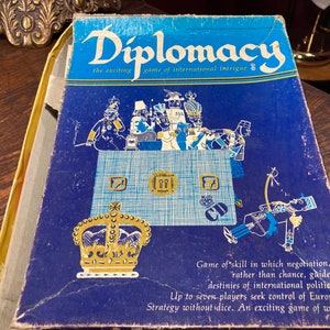 Diplomacy, International Intrigue, Board Game, Vintage, Collectible Game, Strategy, Adults, Game, Skill, Avalon Hill