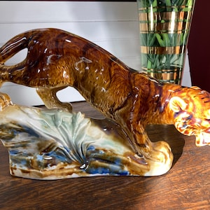 Extra Large Tiger , Fierce, Pottery, Chinese, Collectible, Ceramic Glaze, MCM, Vintage, Rare, Large, Cat
