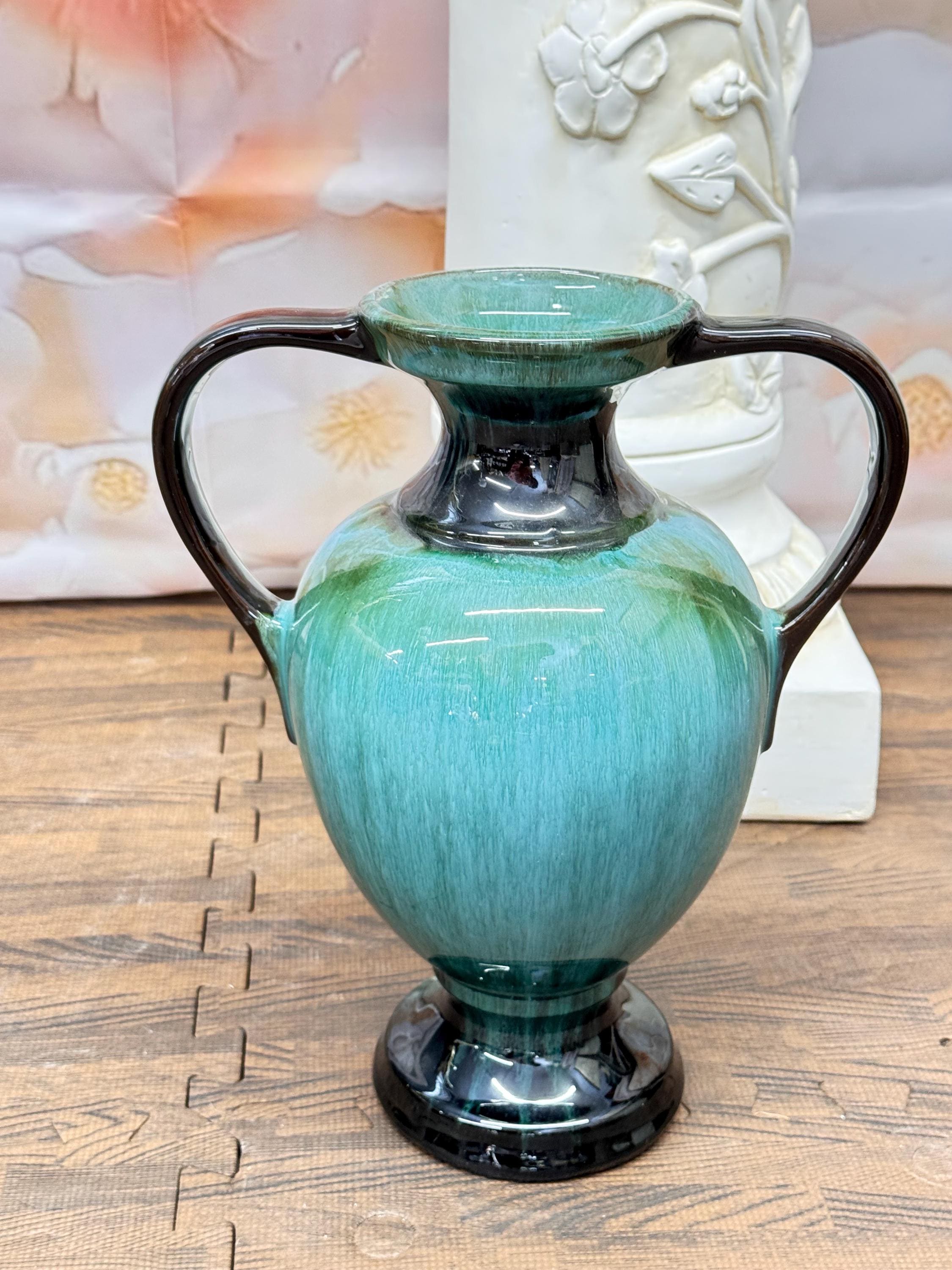 Vintage Blue Mountain Pottery Trophy Vase: Double Handle Urn, MCM