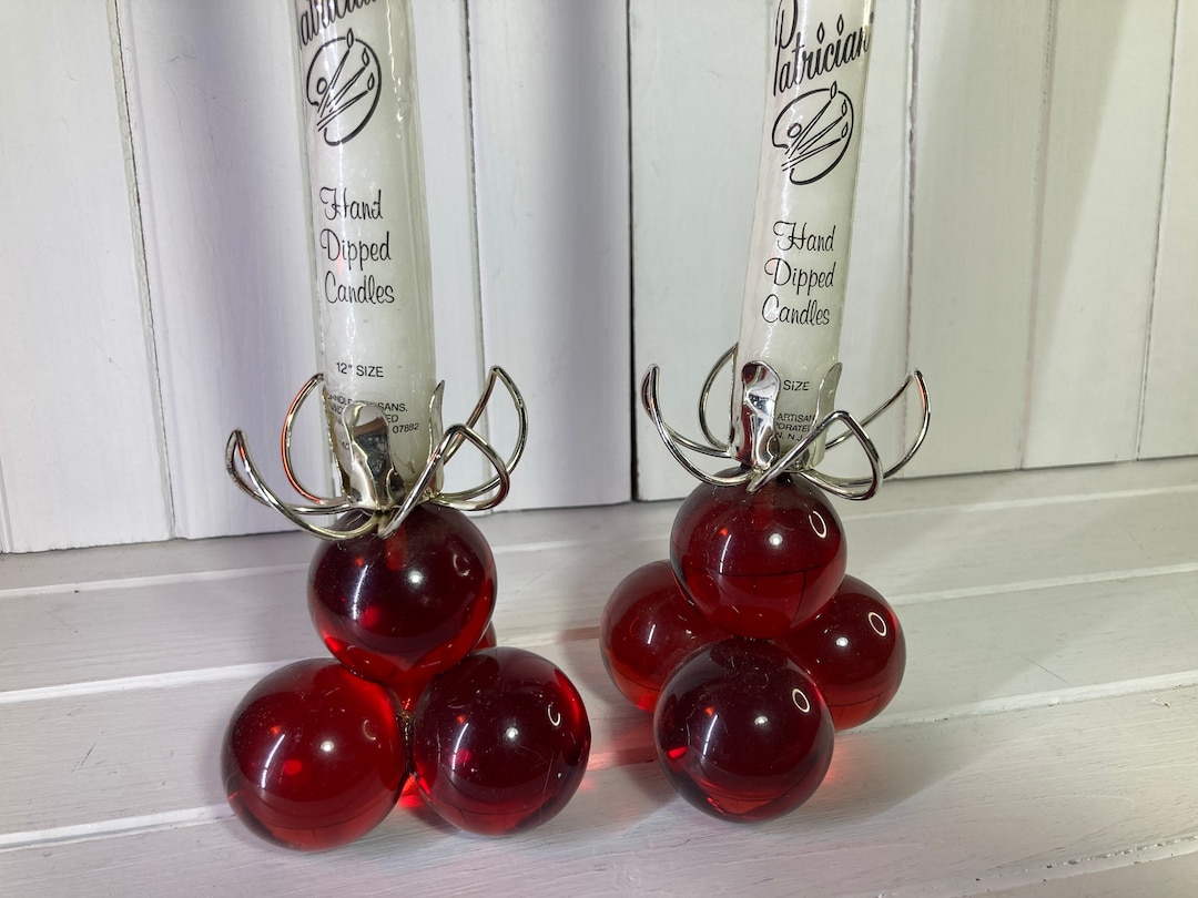 Grapes, Candle Holder, Lucite, Metal, Candlestick Holder, Vintage, Boho