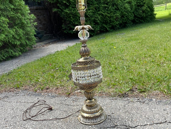 Loevsky Lamp Crystal Brass Hollywood Regency Lamp MCM Vintage