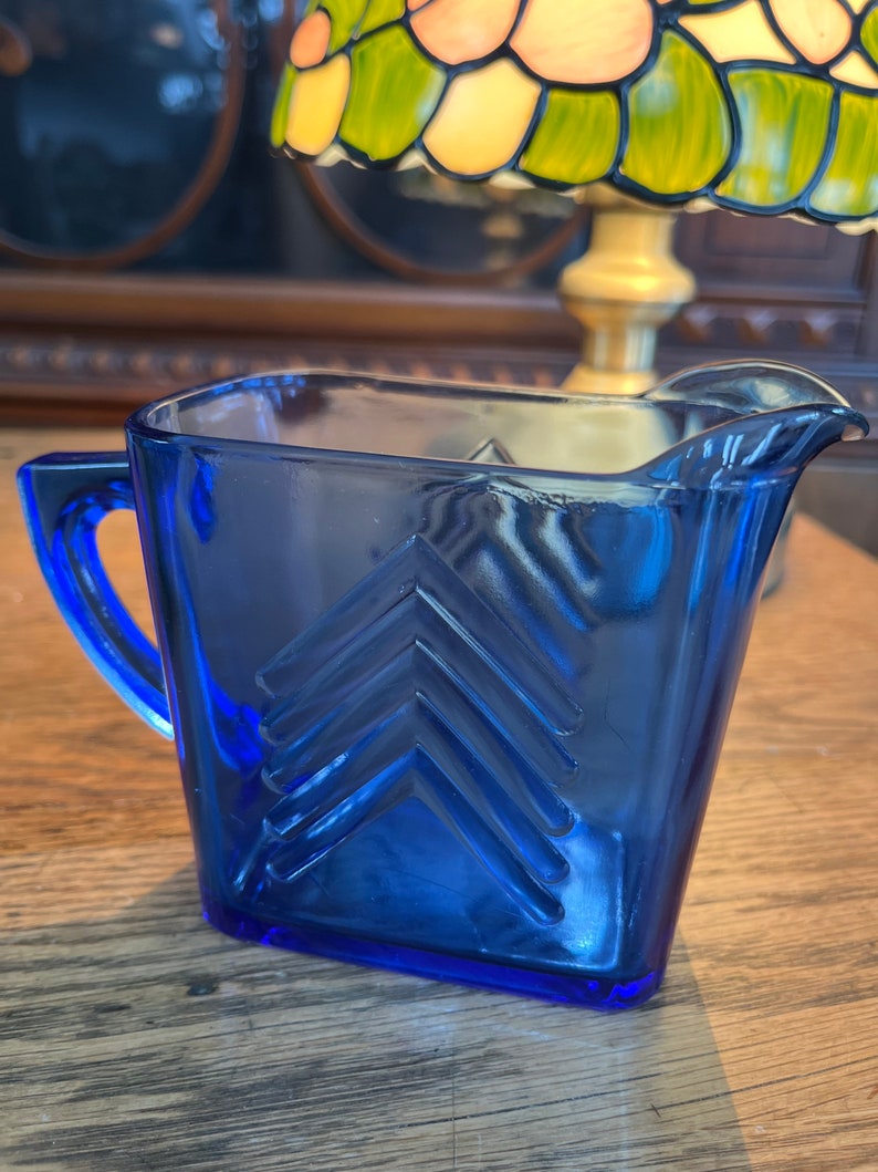 Cobalt Blue Depression Glass 1930s Hazel Atlas Chevron Pattern Antique ...