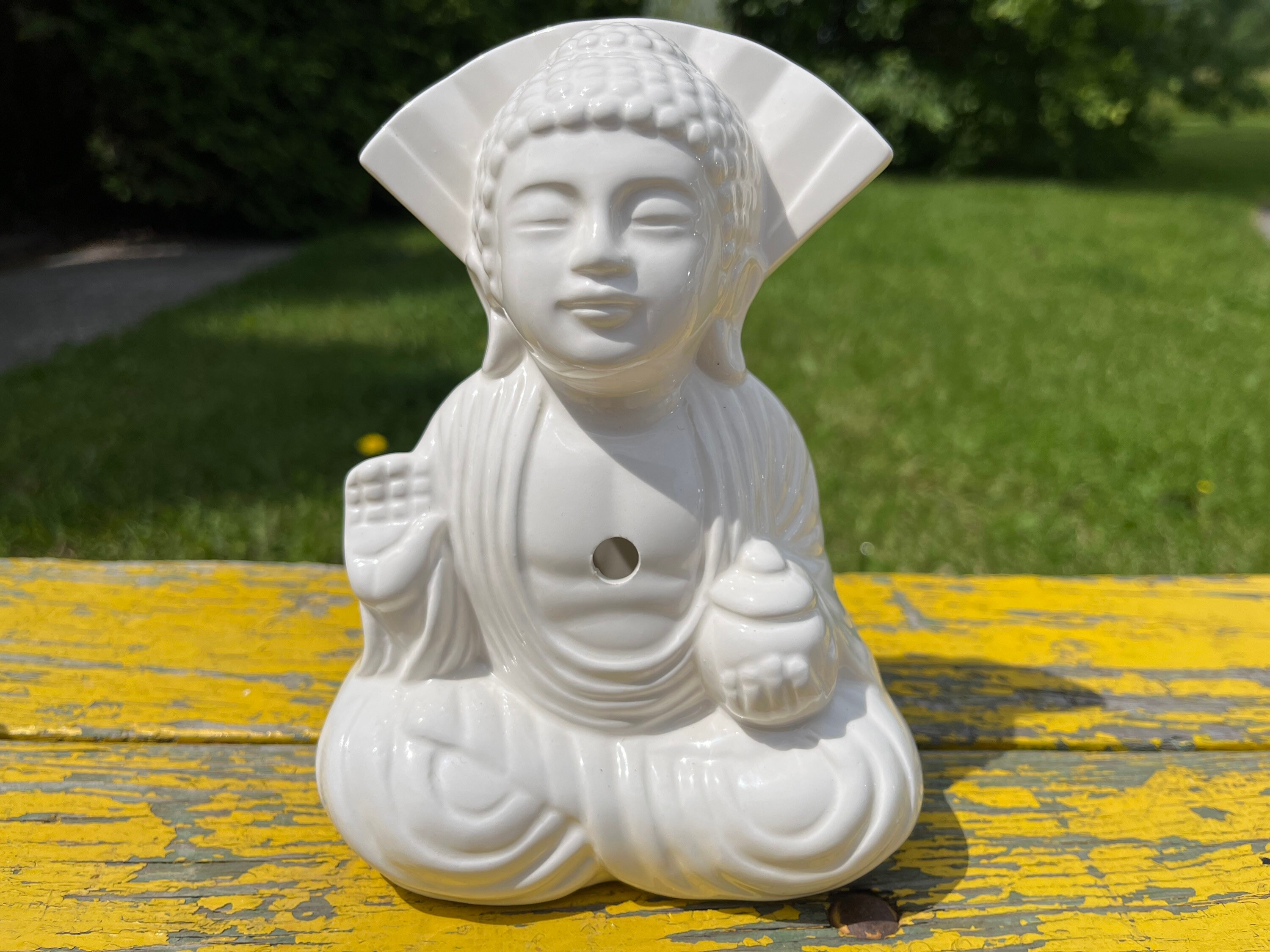Benihana Happy Buddha Hand up White Ceramic Tiki Bar Mug