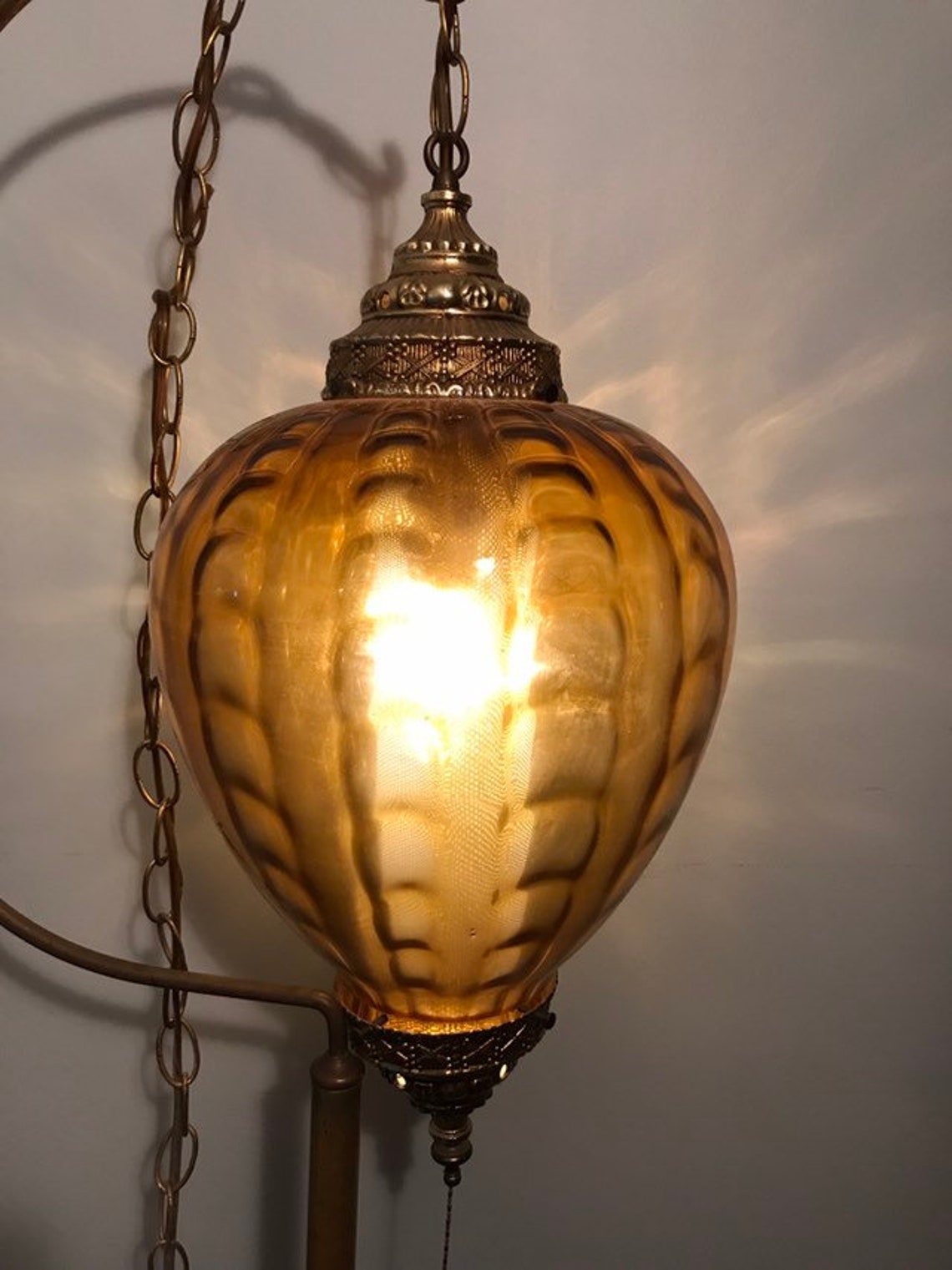 Swag Lamp Amber Retro Vintage Hanging Chain Plug in Etsy