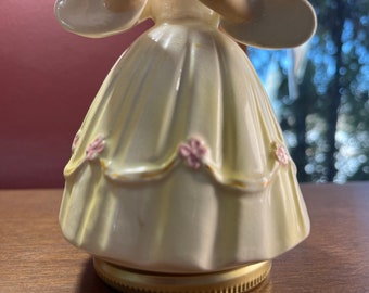 Ponytail Girl With Bluebird Music Box, Hand Painted, Japan