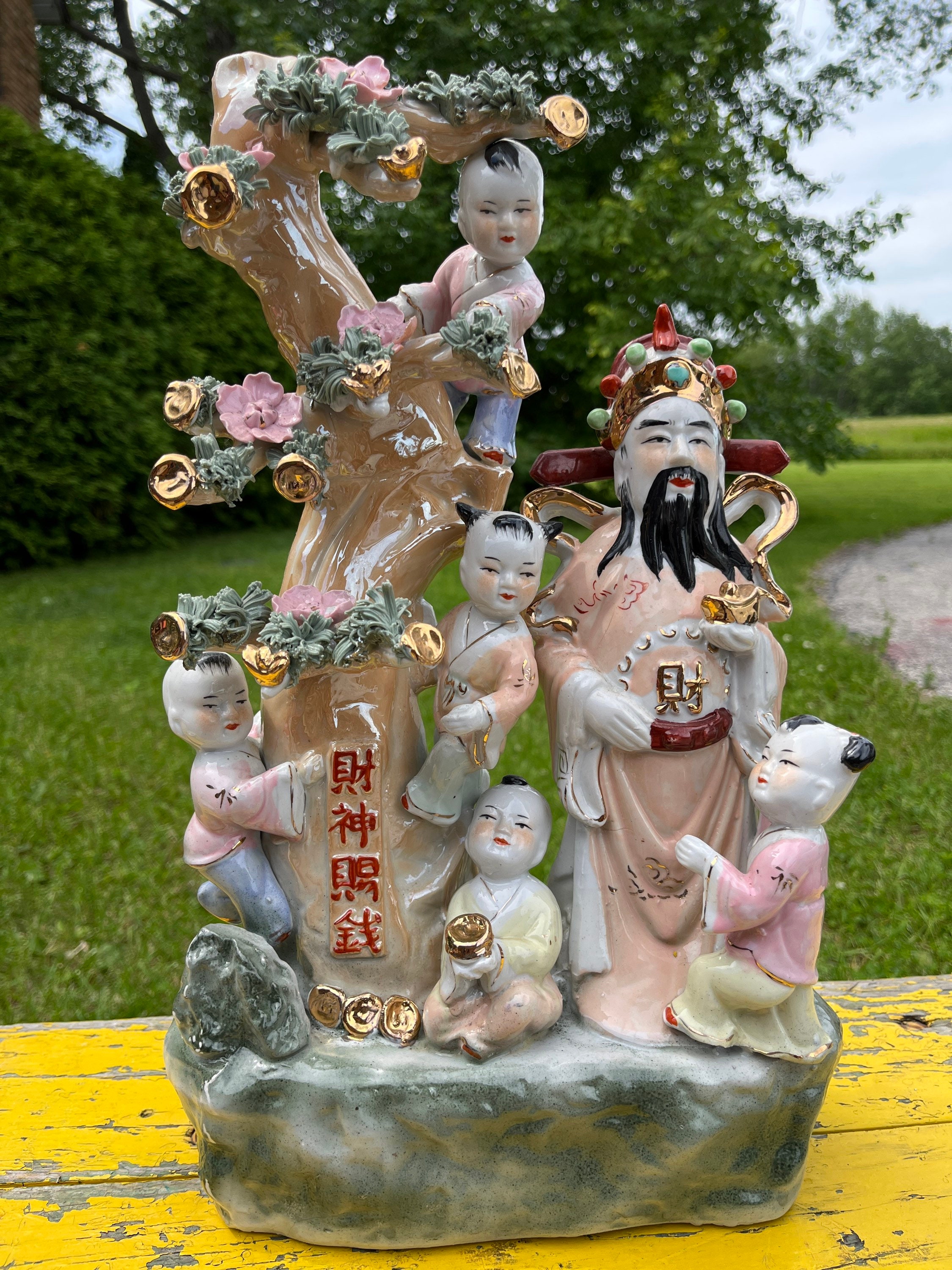 Hand-painted Ceramic Chinese God Feng Shui Prosperity Fertility