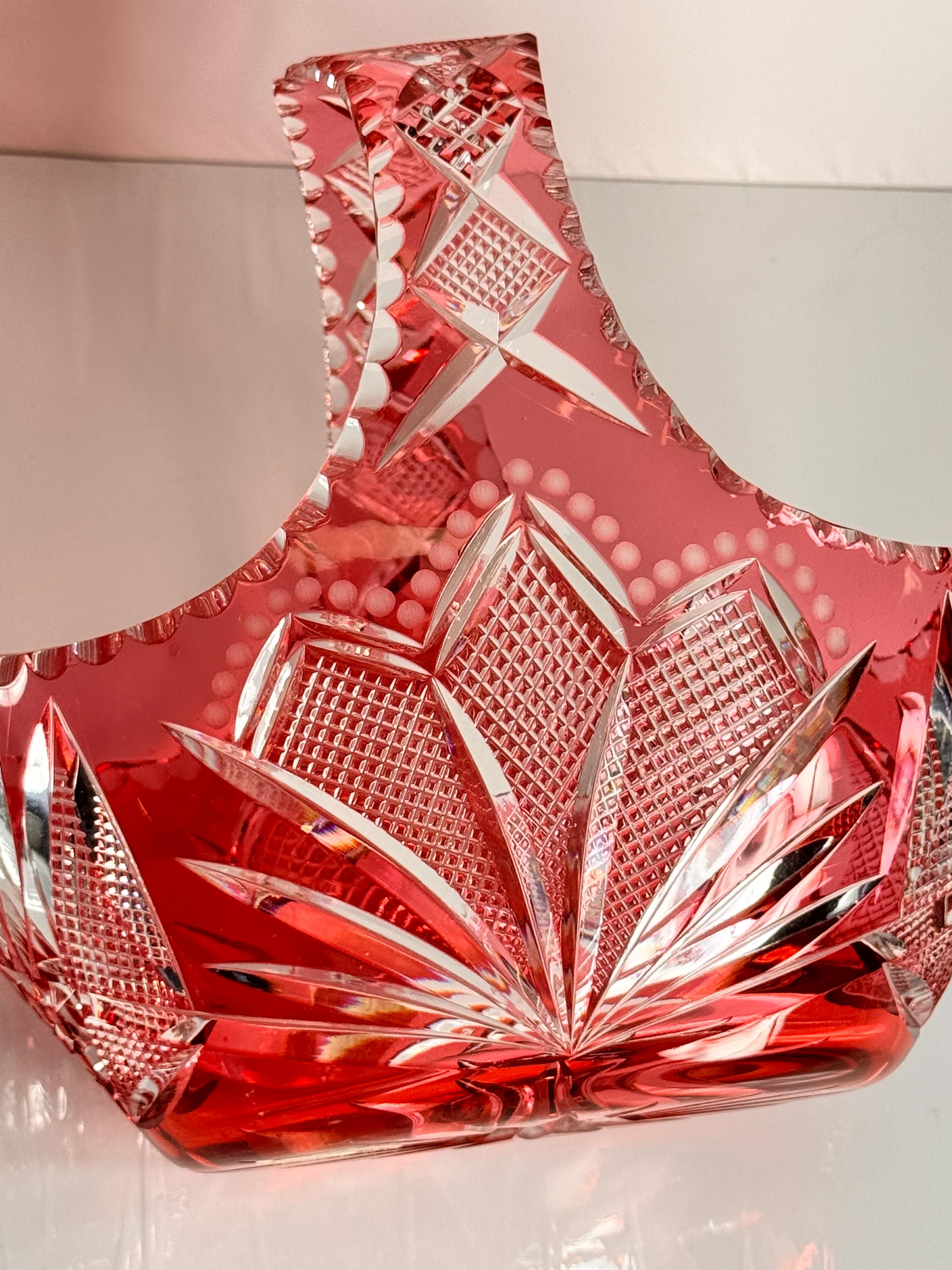Vintage Bohemian Red Cut-to-clear Crystal Basket - Etsy