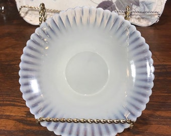 MacBeth-Evans Cremax  Petalware Plates ~ Milk Glass White Saucer Ringed Base Depression Glass Antique