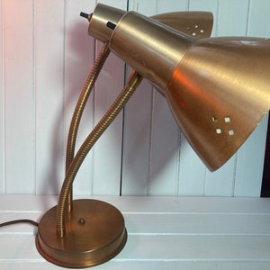 Gooseneck Table Lamp Double Cone Flexible Bendable MCM Mid Century Vintage Desk