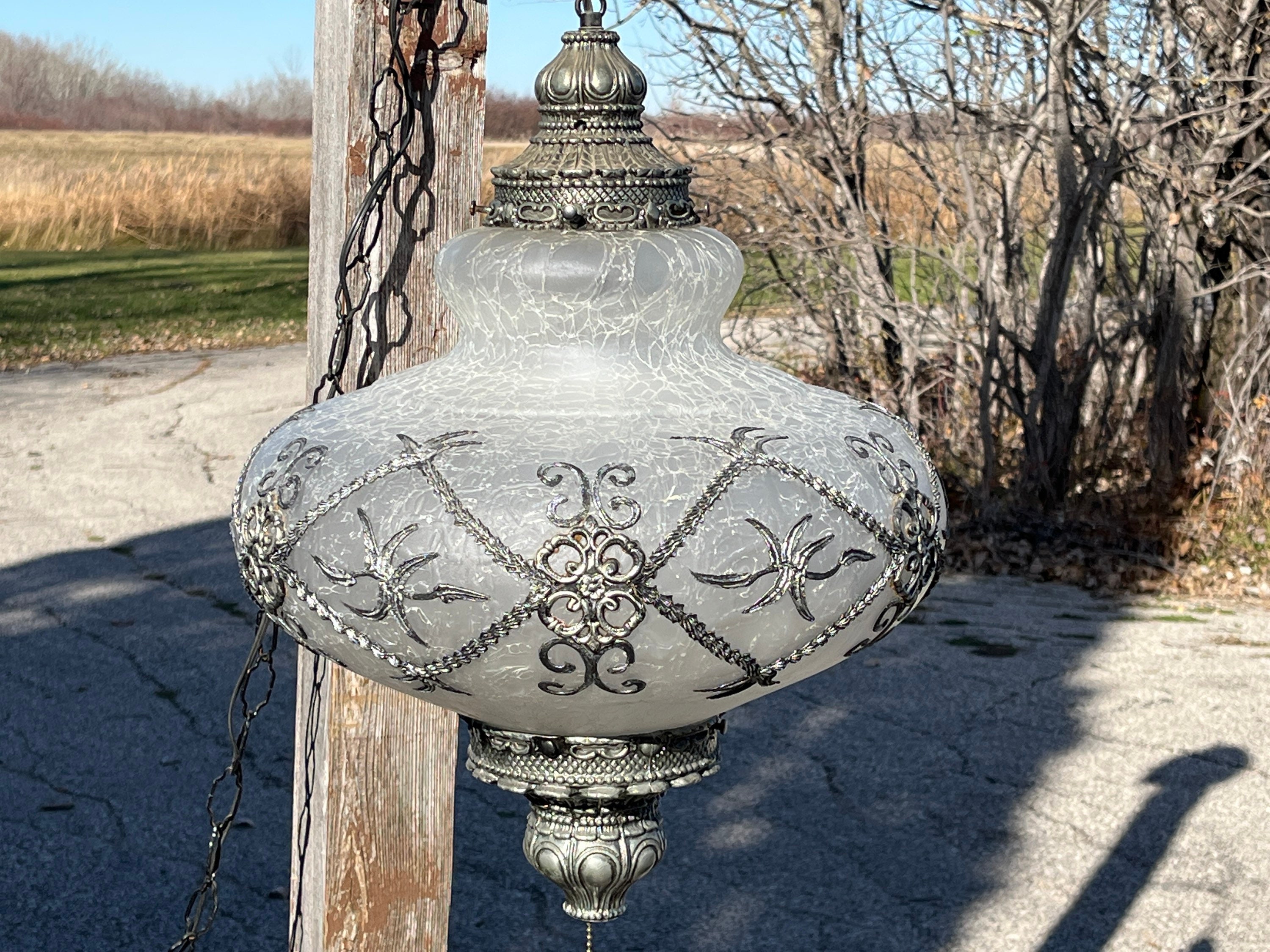 Wilson & Fisher Glass Carved Battery Operated Lantern