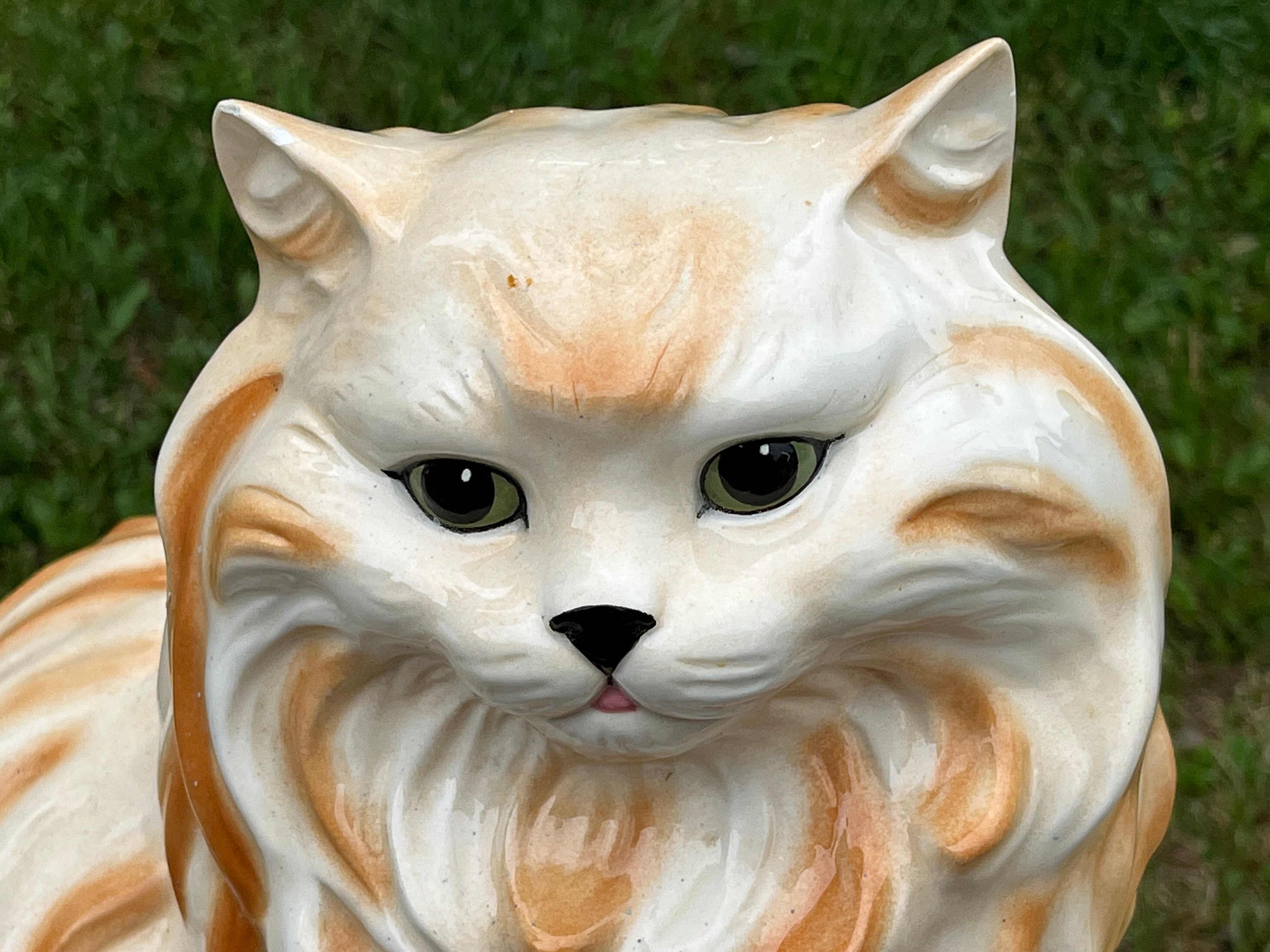 Cartoon Cat Handmade Wood Carving Handicraft Gift Cute Orange cat