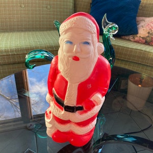 Plastic Santa Bank, Empire Plastics Christmas Decoration, Blow Mold Santa Blue Eyes Union Products Vintage Figurine