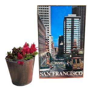 Vintage San Francisco Street Car Travel Poster: 1970s Brass Frame Art