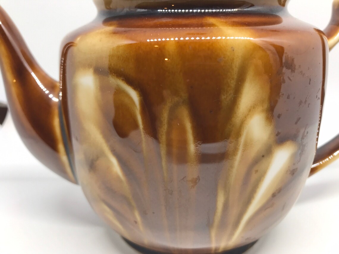 Brown Drip Ceramic Glaze Vintage Teapot Cream Coffee China Etsy