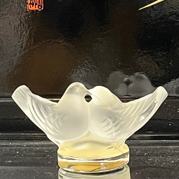 Birds Lalique France Crystal Figurine  Glass Frosted Love Birds Collectible vintage