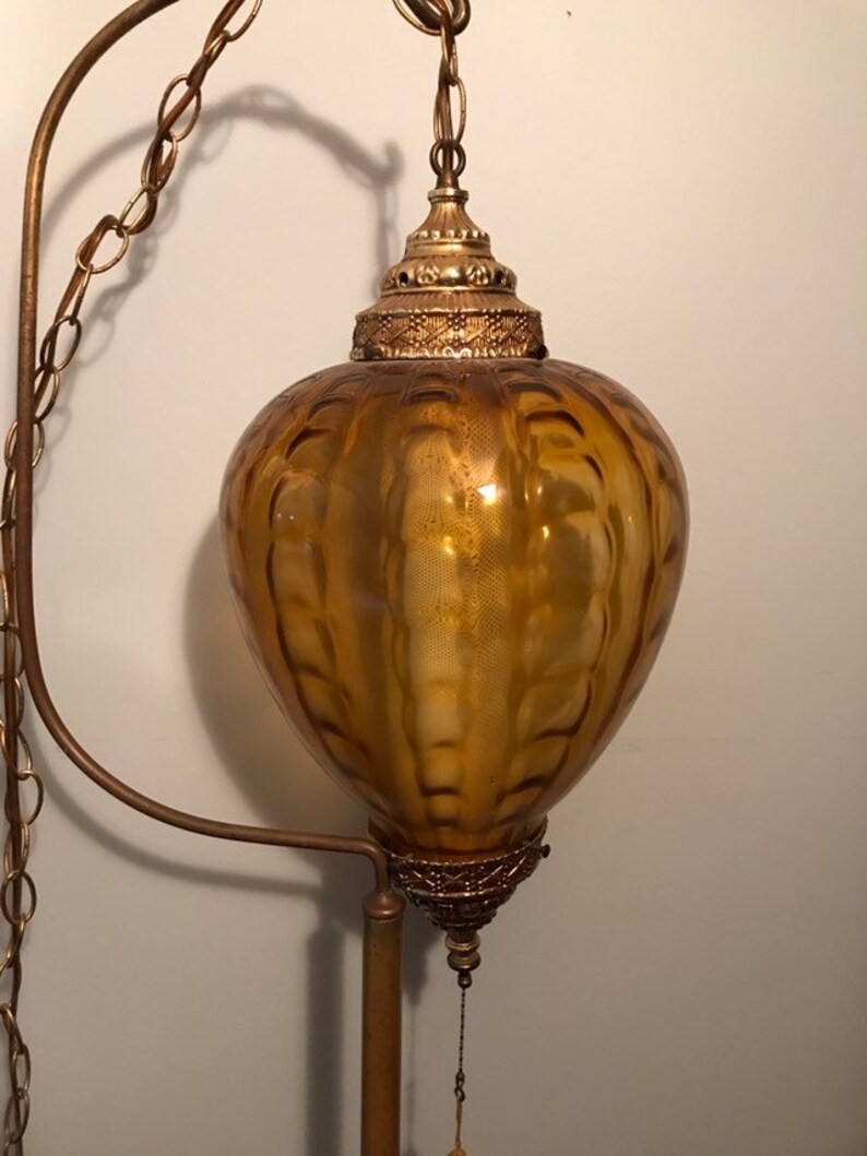 Mcm Swag Glass Hanging Lamp Vintage White Globe And Brass Mcm Swag Glass Hanging Lamp Vintage White Globe And Brass