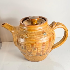 Studio Pottery Vintage Teapot  Tea Pot Art Canada Canadian Artist Brown Earthy Colours Gift